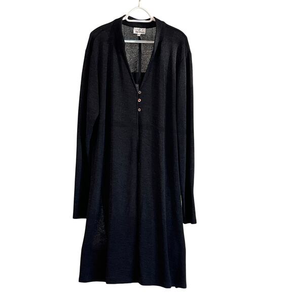 Long Elegant Legs Black Cardigan Plus 24T Tall Lightweight Layering Sweater - Picture 1 of 10